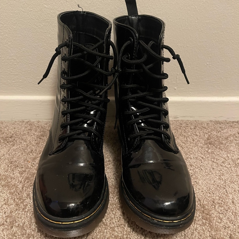 black combat boots